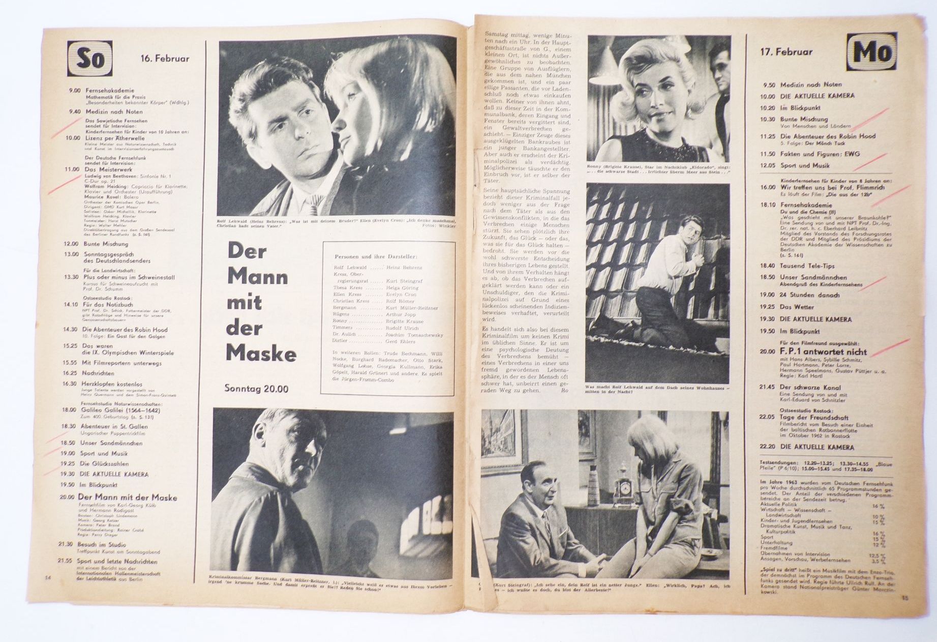 Alte Zeitung FF Zeitschrift Funk und Fernsehen der DDR 1964 Nummer 8