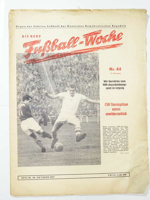 Fuwo Nr 44 Berlin 1957  Fussball Woche WM Ausscheidungsspiel Leipzig DDR 