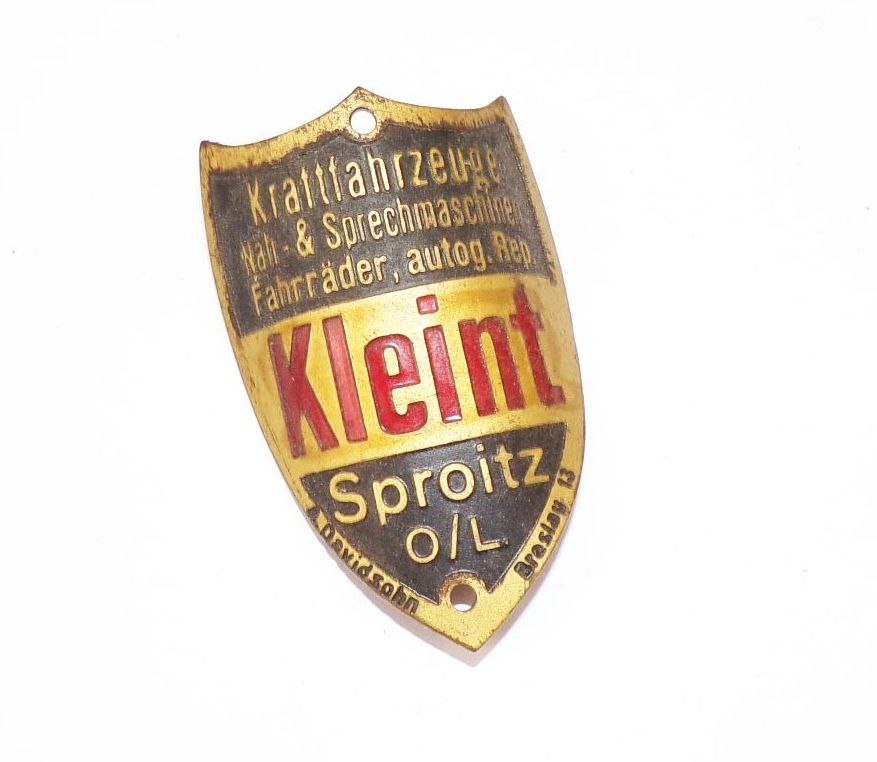 Altes Steuerkopfschild Kleint Sproitz Quitzdorf am See  Fahrrad Kraftfahrzeuge 1930er 