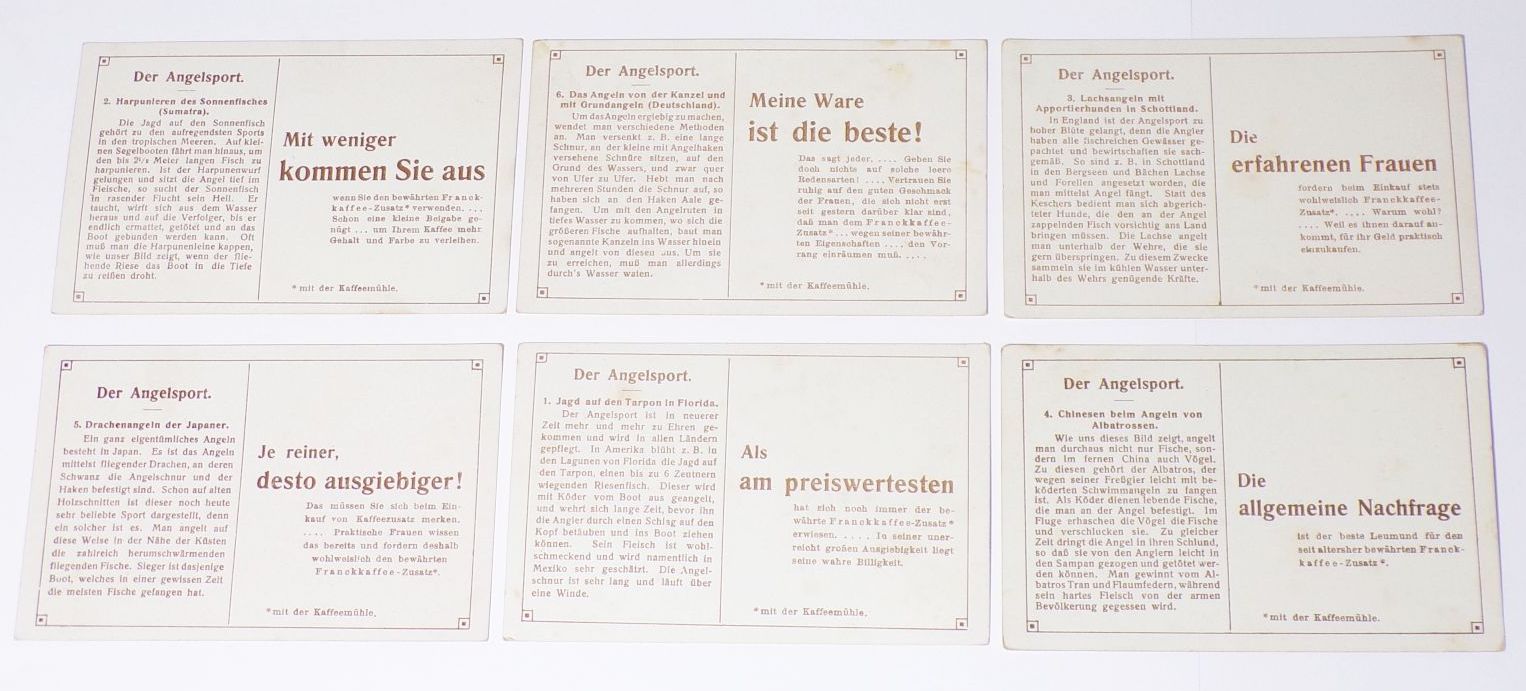 Der Anglersport Sammelbilder Serie 6 Stück Aecht Franck