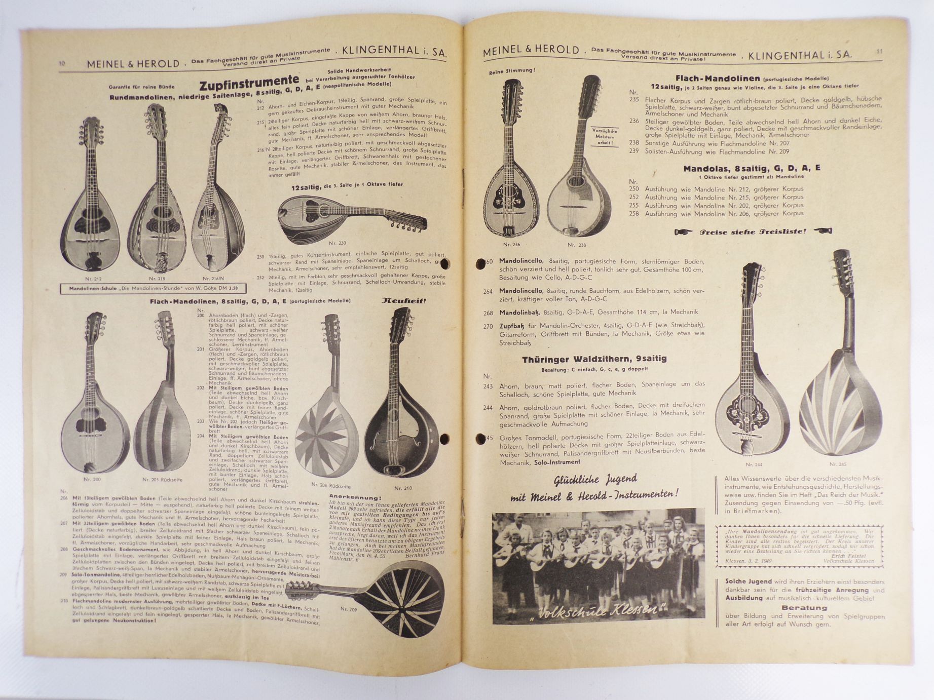 Meinel und Herold Klingenthal Prospekt Katalog Musikinstrumente 