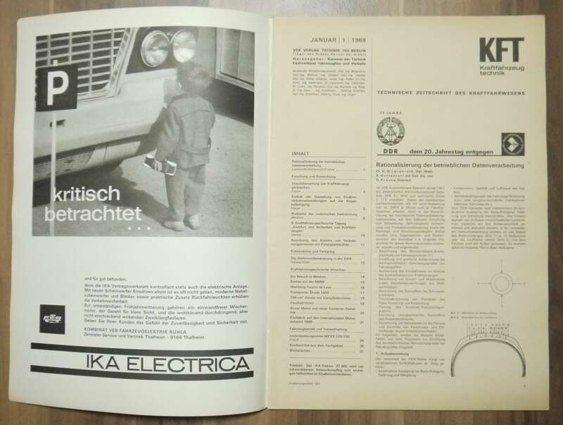 DDR Zeitschrift Januar 1969 Wartburg Tourist de Luxe Skoda 1203 VEB IFA ZT300