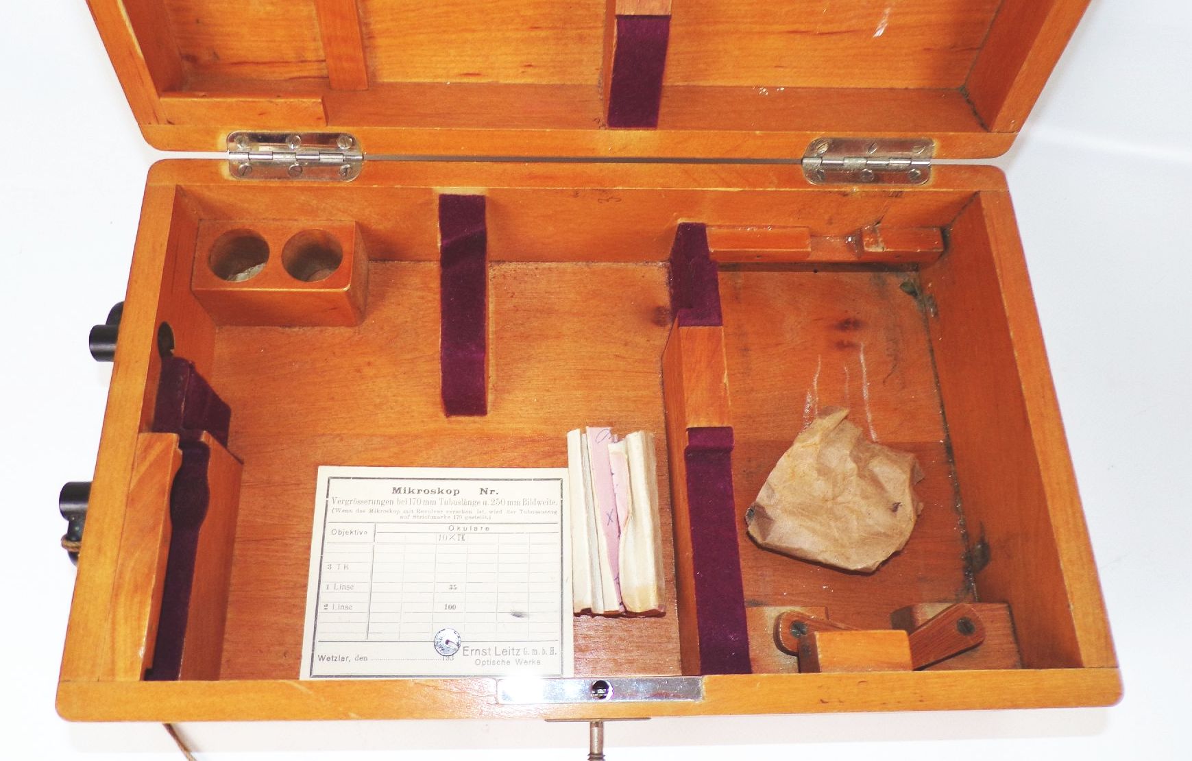 Ernst Leitz Wetzlar Mikroskop No 338404 zerlegbar mit Zubehör Kiste