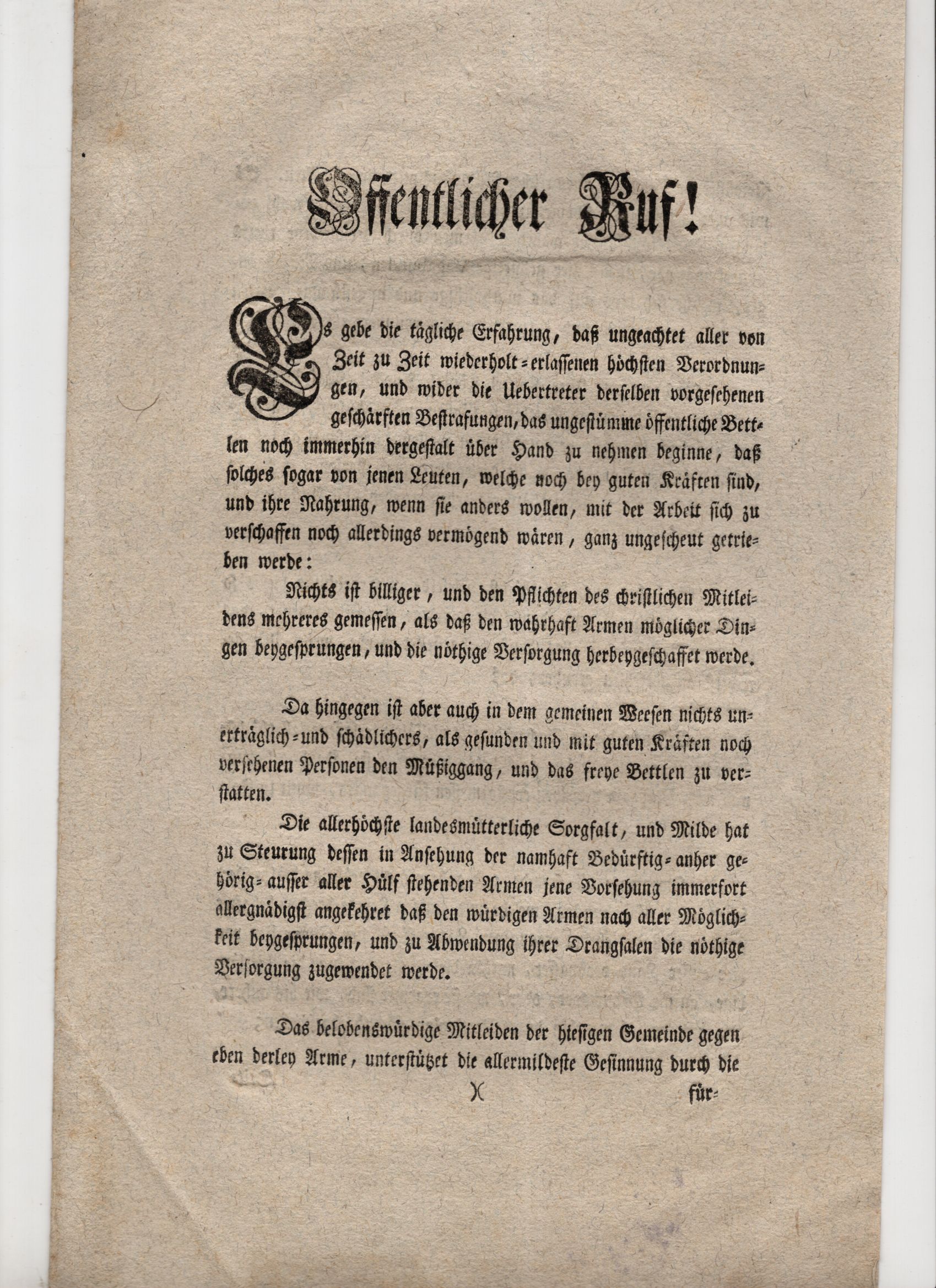 Dekret Wien 1767 gegen Betteln Müßiggang Vagabunde Zwangsarbeit 