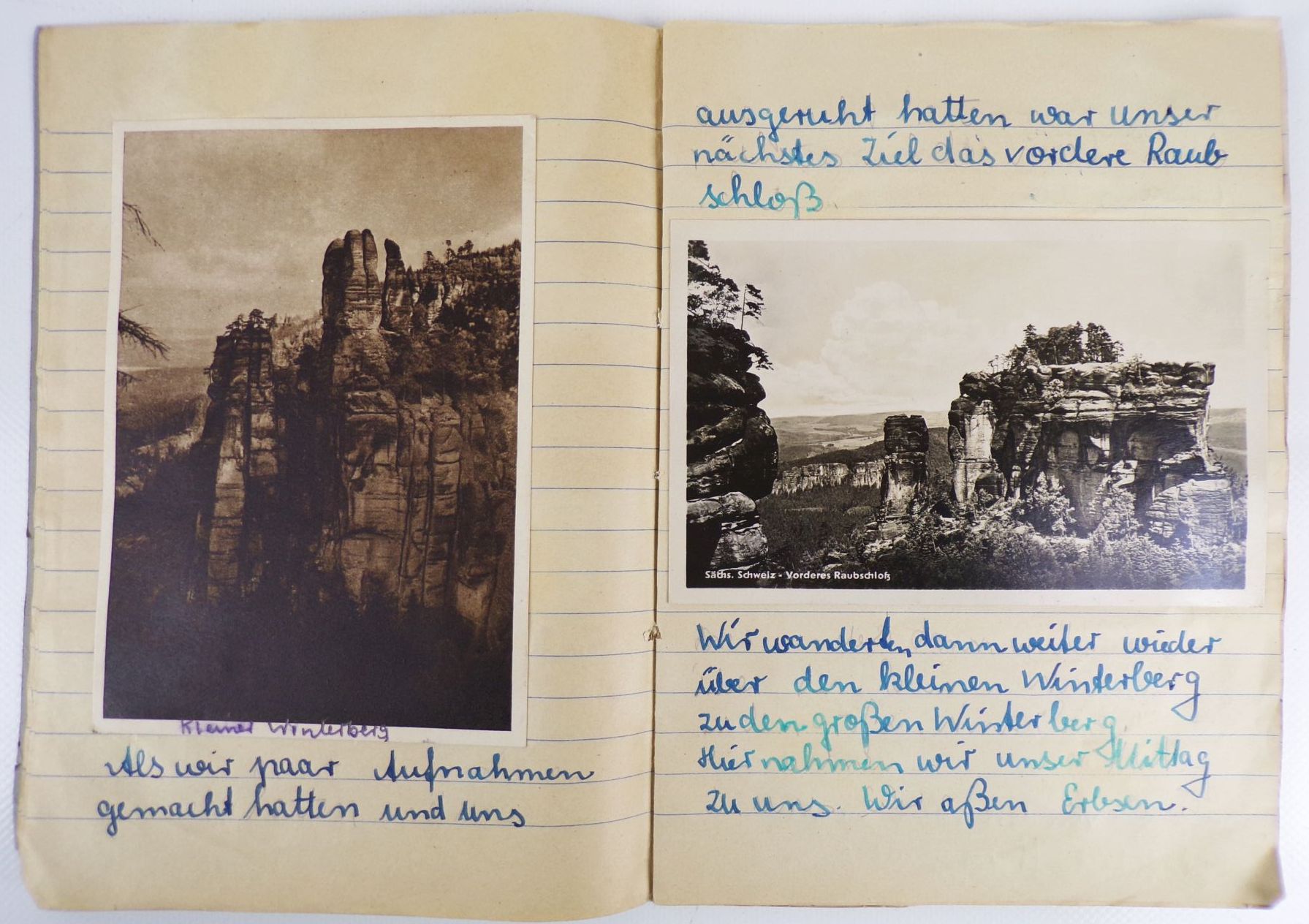 Reise Tagebuch Sächsische Schweiz 1952 handgeschrieben