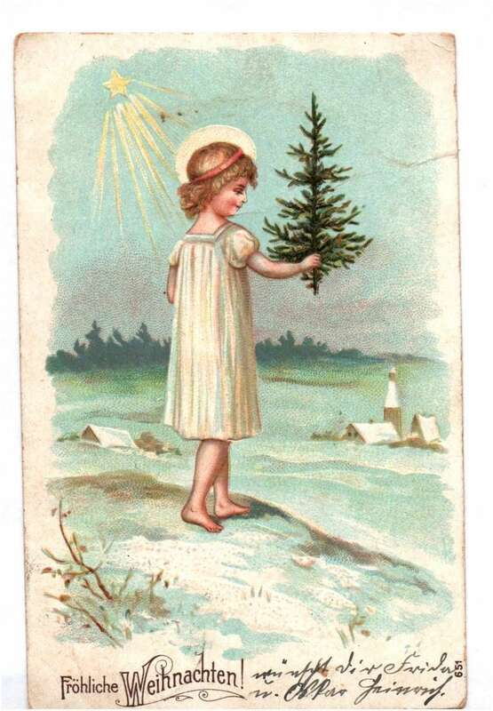 Ak Fröhliche Weihnachten Engel mit Tannenbaum 1908
