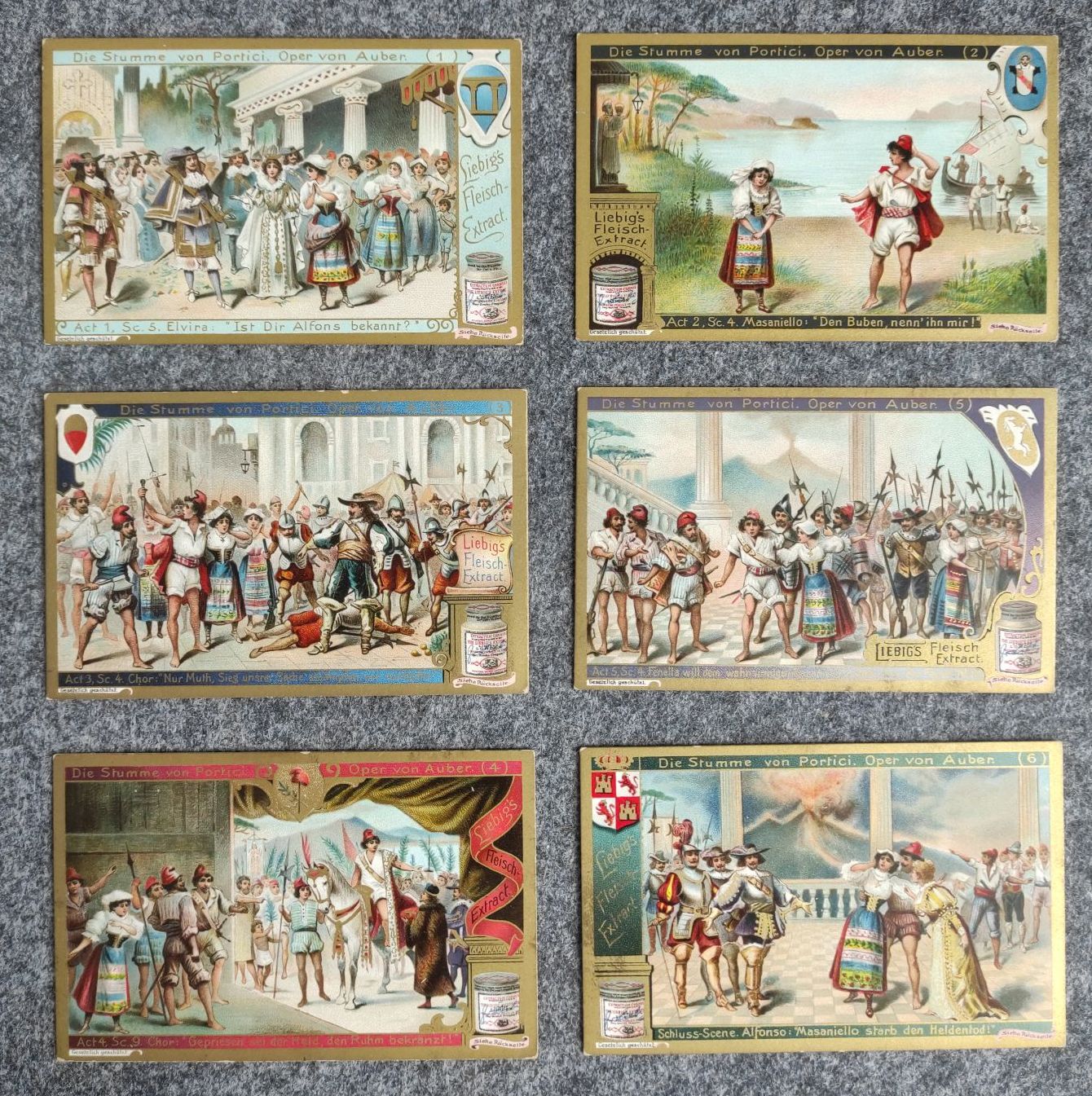 Liebig Sammelbilder 6 Stück Oper von Auber Liebig Sammelbilder 6 Stück Oper von Auber