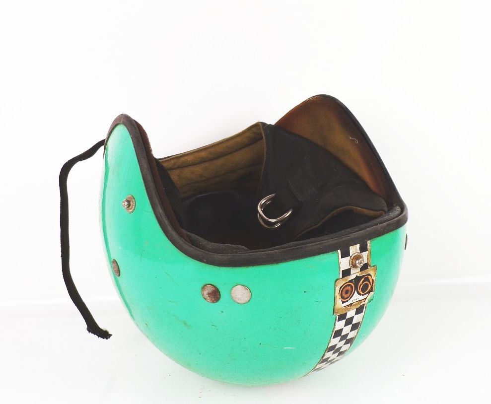 Halbschale Mopedhelm Grün Größe 54 Sturzhelm DDR Brille