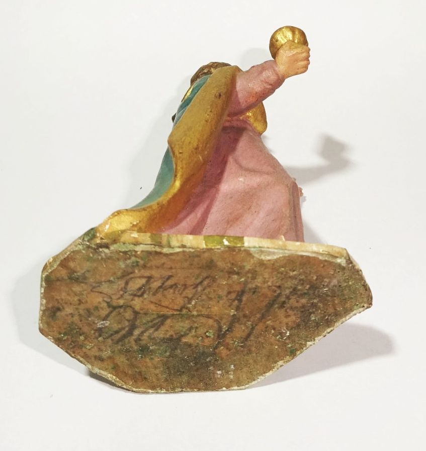 Alte geschnitzte Krippenfigur Kaspar Weihnachten um 1900 antik evt Grödnertal
