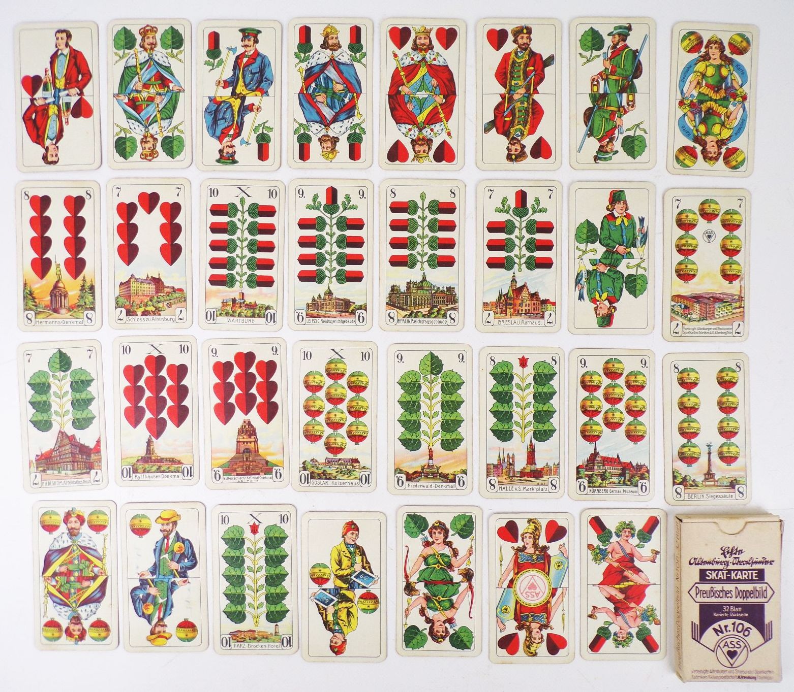 Skat Karte Preußisches Doppelbild Nr 106 ASS Altenburg Kartenspiel