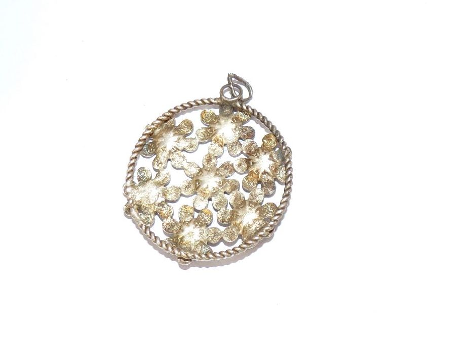 Alter Kettenanhänger Blumen Gelb Glasstein alter Modeschmuck 1920 er 1930 er Anhänger