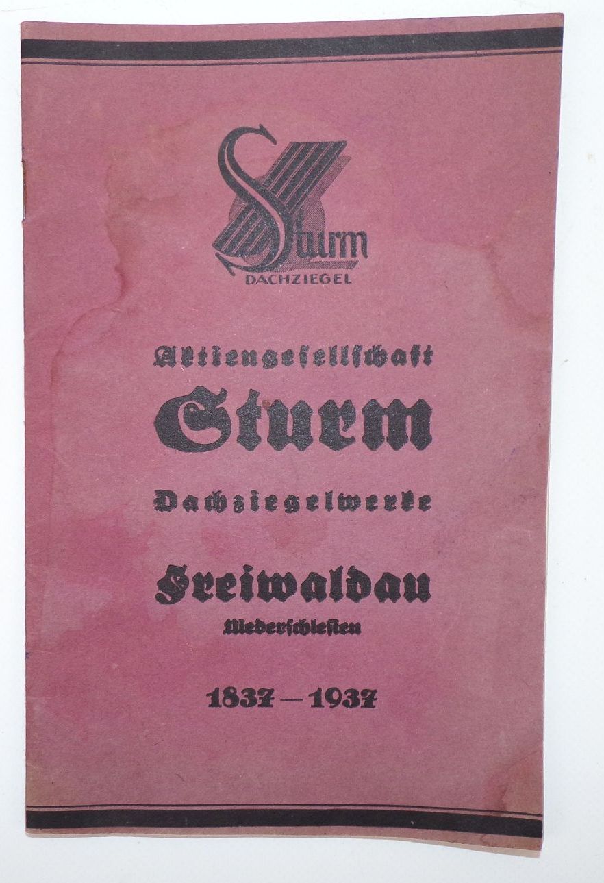 Katalog Sturm Dachziegel Werke Freiwaldau Schlesien 1937 Dachdecker