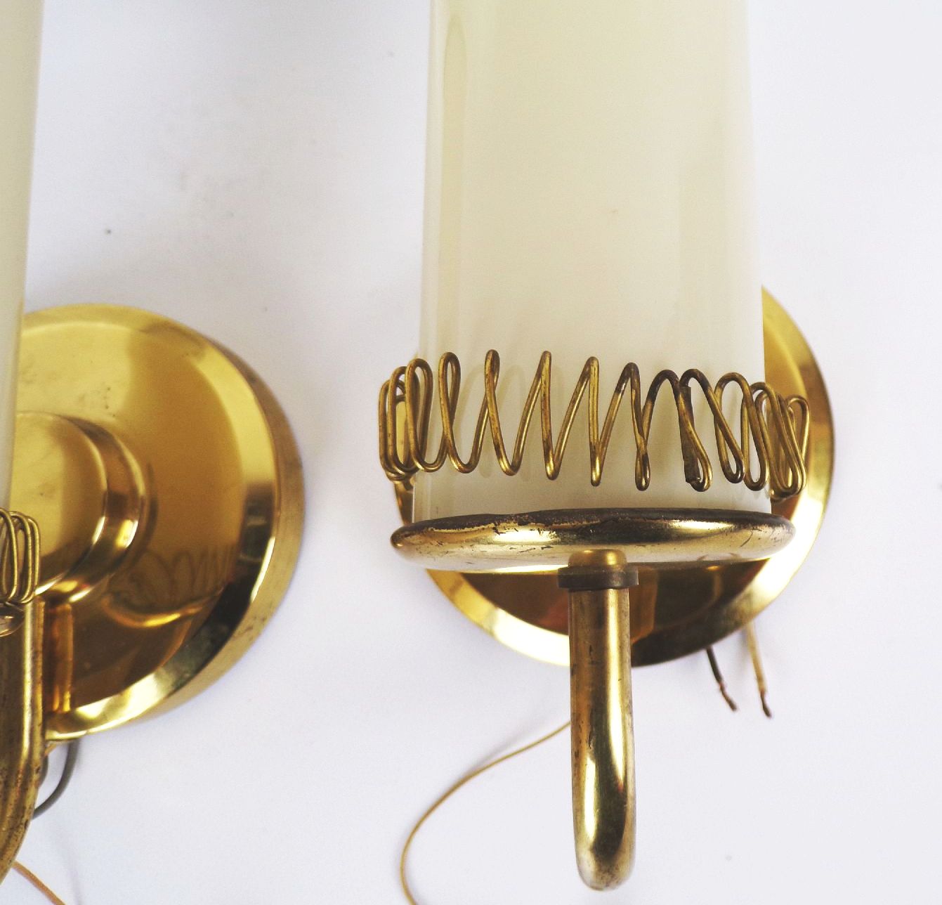 Wandlampe Mid Century Pärchen 2 Stück Messing Glas E14 Vintage 