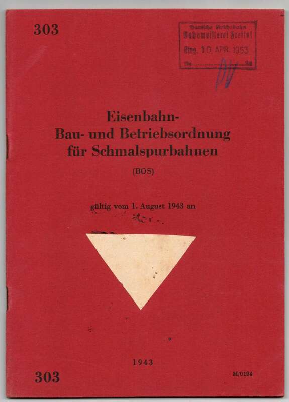 Eisenbahn Bau und Betriebsordnung für Schmalspurbahnen 1943 