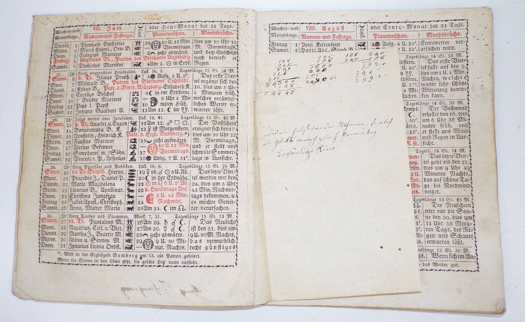 Neuer Schreib Kalender für das Schaltjahr 1856 Neustadt Kempten Büttenpapier 