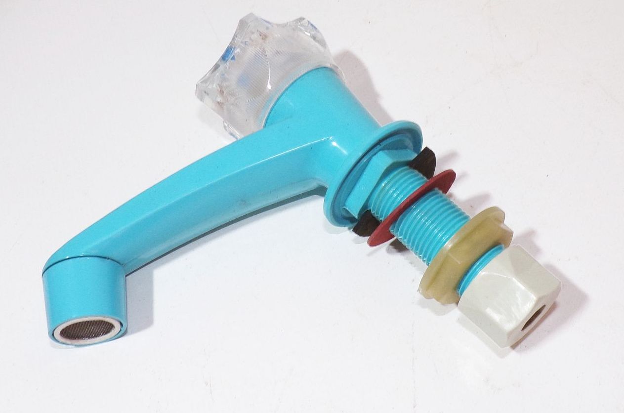 DDR Wasserhahn Blau MAW Retro Look kalt Badarmatur 