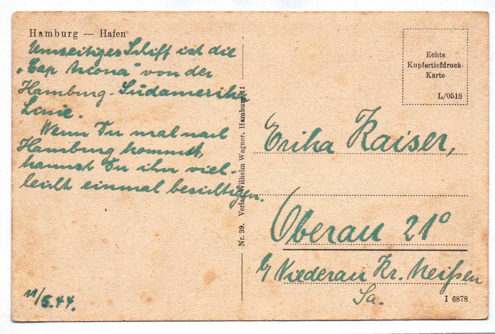 Ak Hamburg Hafen 1944 Dampfer 2 Wk Ak Hamburg Hafen 1944 Dampfer 2 Wk