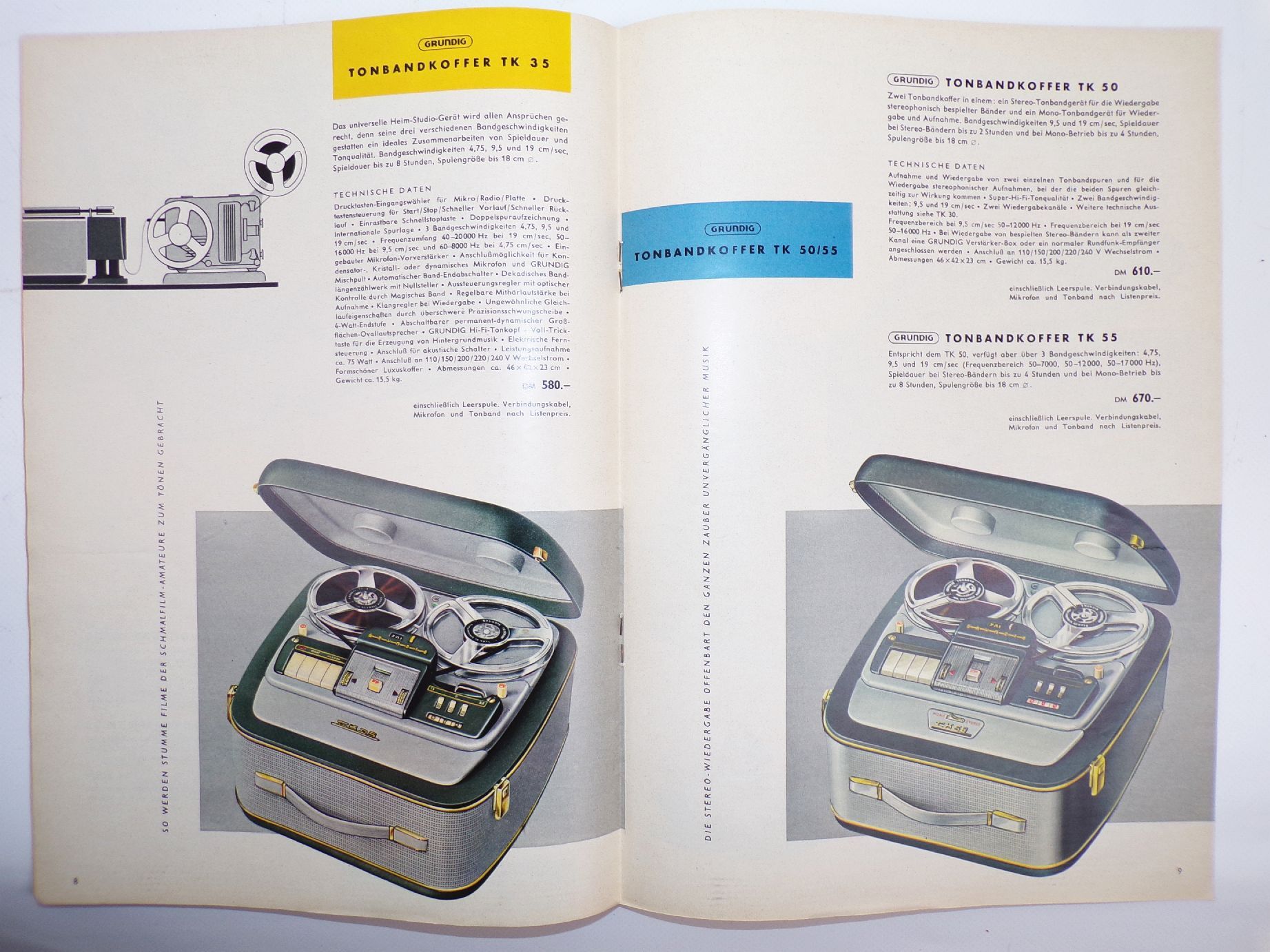 Prospekt Grundig Tonbandgeräte 1960 er Reklame Sammler