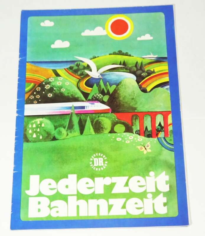 Prospekt Reichsbahn Jederzeit Bahnzeit Übersichtskarte zum Kursbuch 1975
