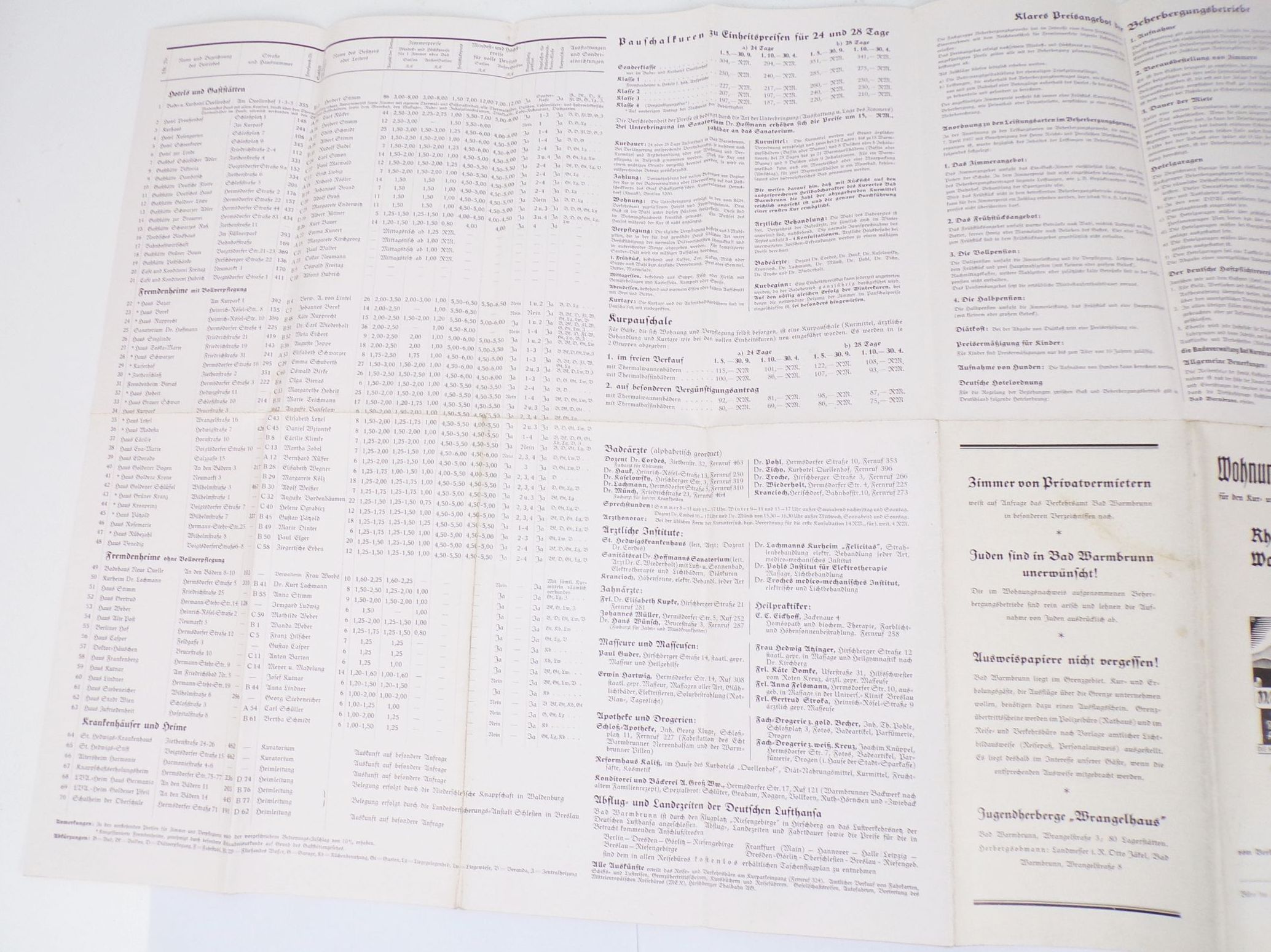 Altes Prospekt Warmbrunn Riesengebirge Schlesien Beilagen 1938 Cieplice
