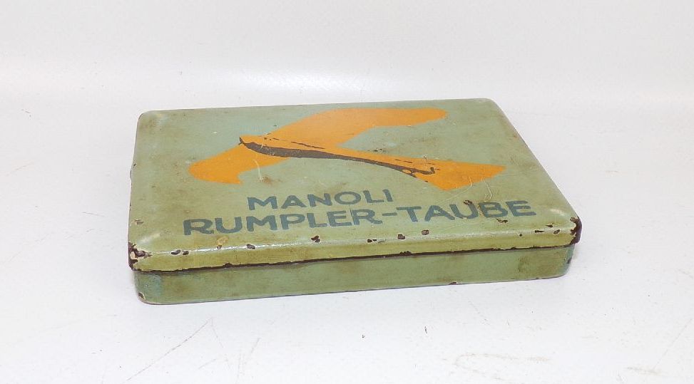 Alte Manoli Blechdose Rumpler Taube Flugzeug Zigaretten Berlin Dose 