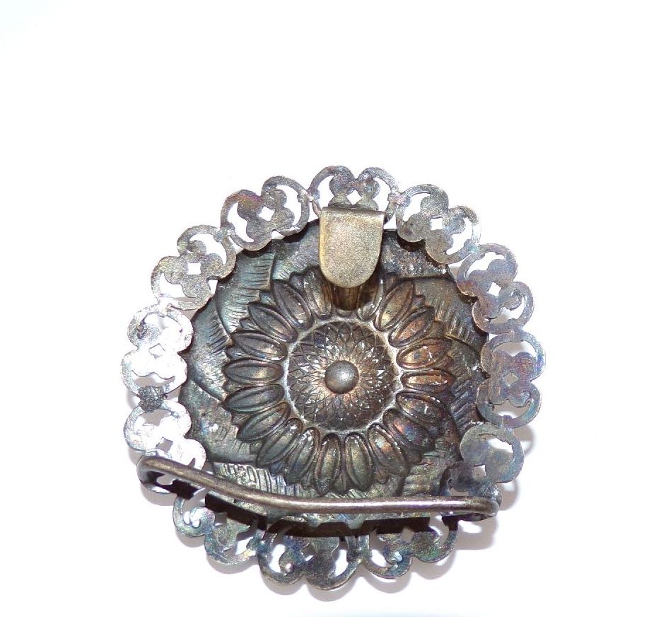 Alter Schalhalter Clip Rund filigran Vintage Modeschmuck 1920 er 