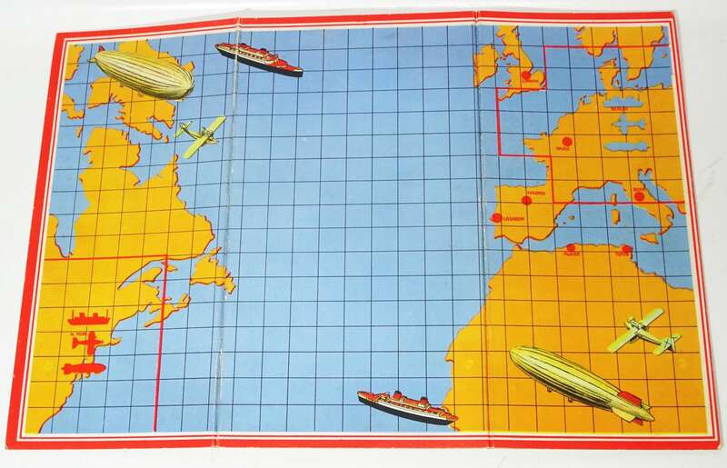 Über den Atlantik Zeppelin Scholz Mainz Brettspiel 1930er Zinnfiguren