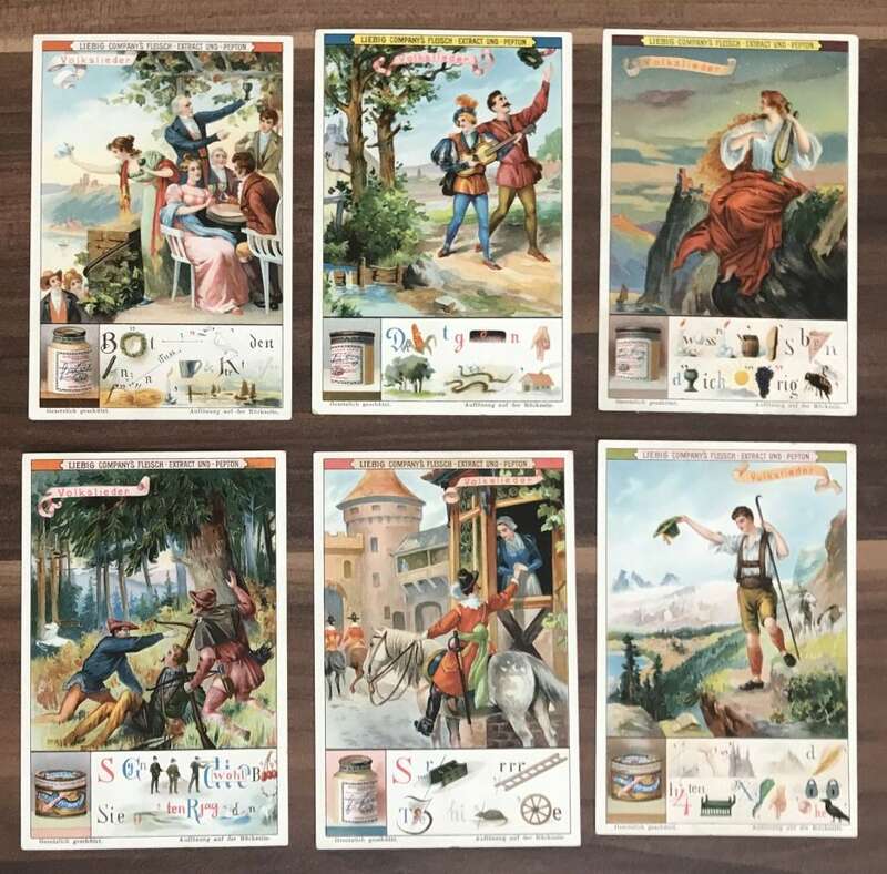 Volklieder mit Rebus Liebig Serie Sammelbilder 6 Stück Nr 417