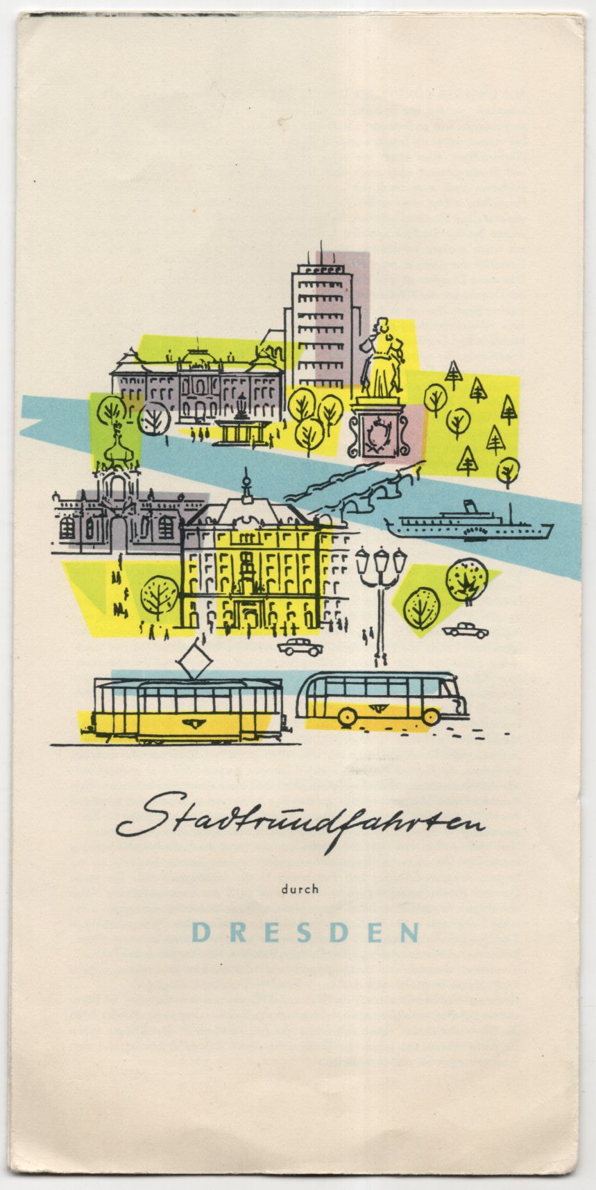 Prospekt DDR Stadtrundfahrten durch Dresden 1959 
