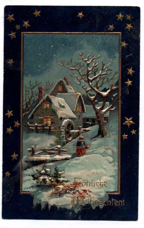 Fröhliche Weihnachten Ak Wassermühle im Winter 1907 geprägt