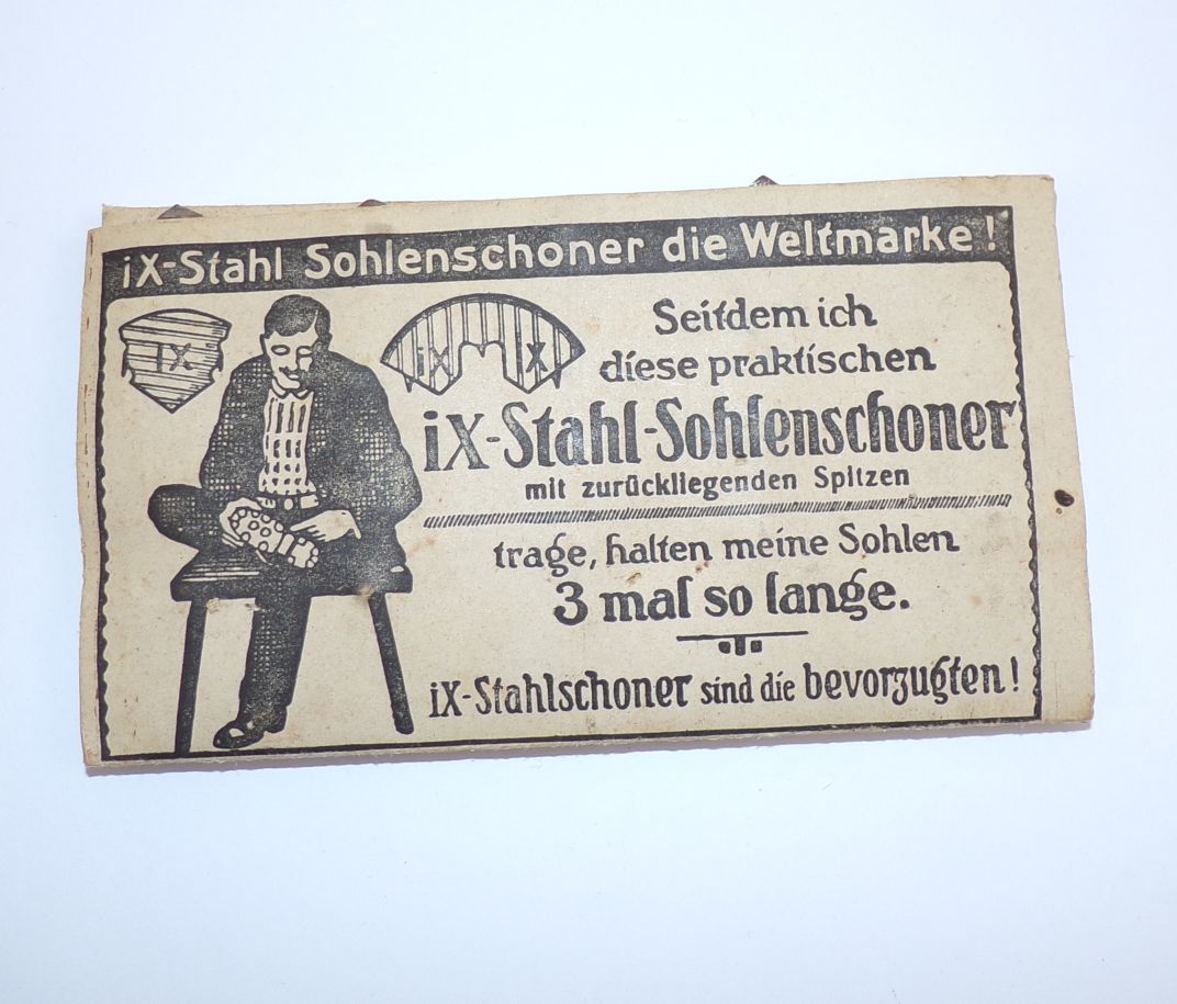 Alte Sohlenschoner Reklame 1930er Werbung Schuster Schuhmacher 