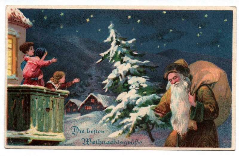 Ak Kinder begrüßen Weihnachtmann brauner Mantel 1936