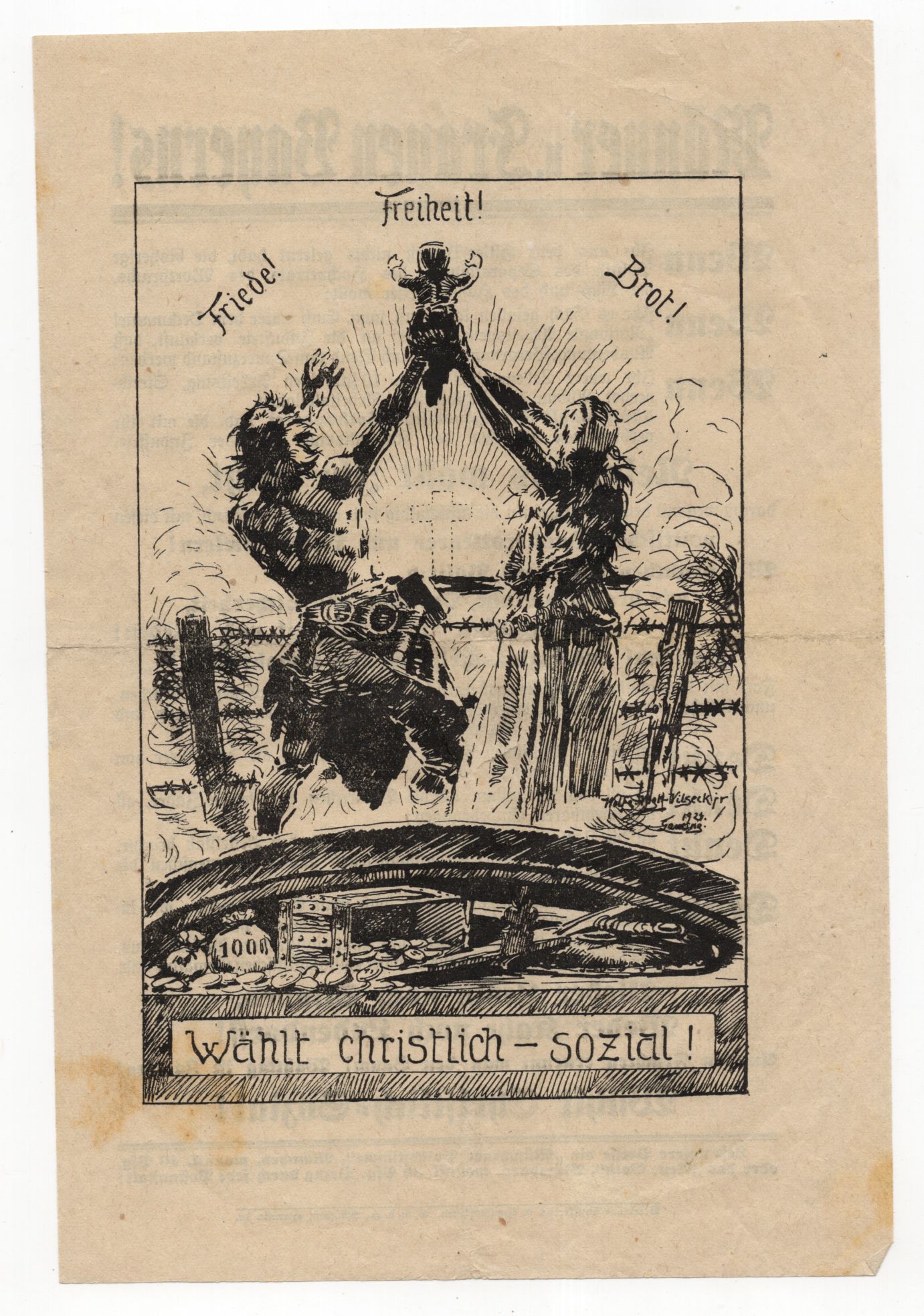 Flugblatt Wählt christlich sozial 1919 Bayern München 