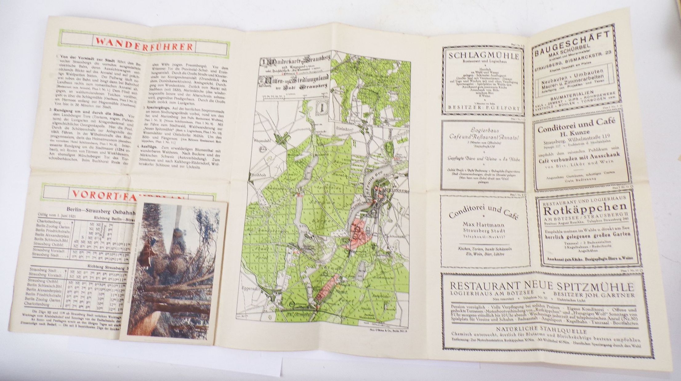 Prospekt Strausberg Perle der Mark 1930er Ansichtskarten Stadtplan