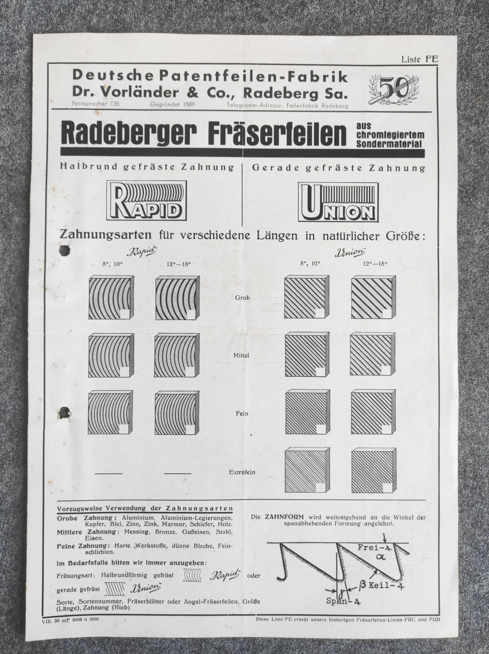 Deutsche Patentfeilen Fabrik Werbung Liste Werkzeug Radeberg Sachsen Deutsche Patentfeilen Fabrik Werbung Liste Werkzeug Radeberg Sachsen