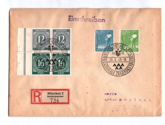 R-Brief München 2 Sonderpostamt 1948 MF Bizone