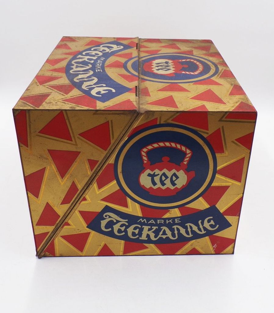 Teekanne Verkaufskasten Verkaufsvitrine Antik aus Blech 1930 er Reklame 