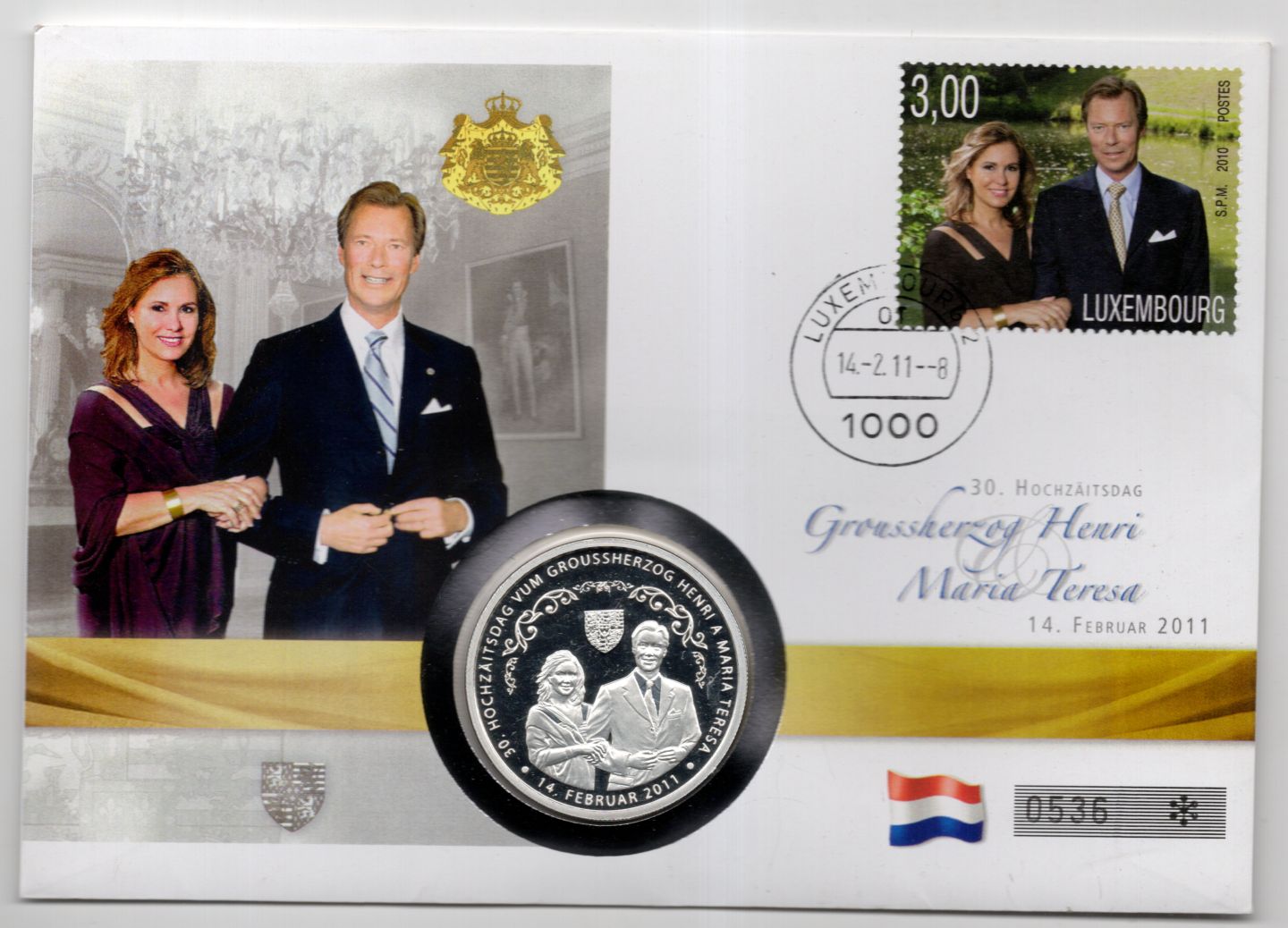 Numisbrief Grossherzog Henri Maria Teresa 2011 Luxemburg