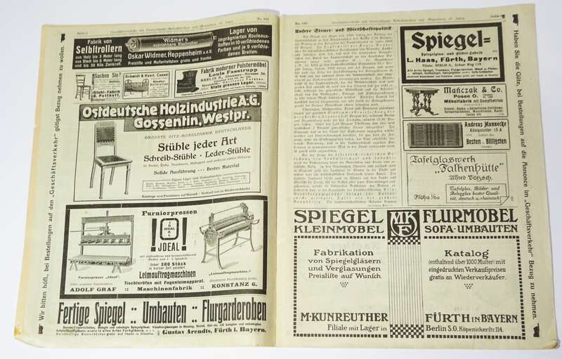 Geschäftsverkehr Möbel Fabriken Anzeiger 1912 Zeitung