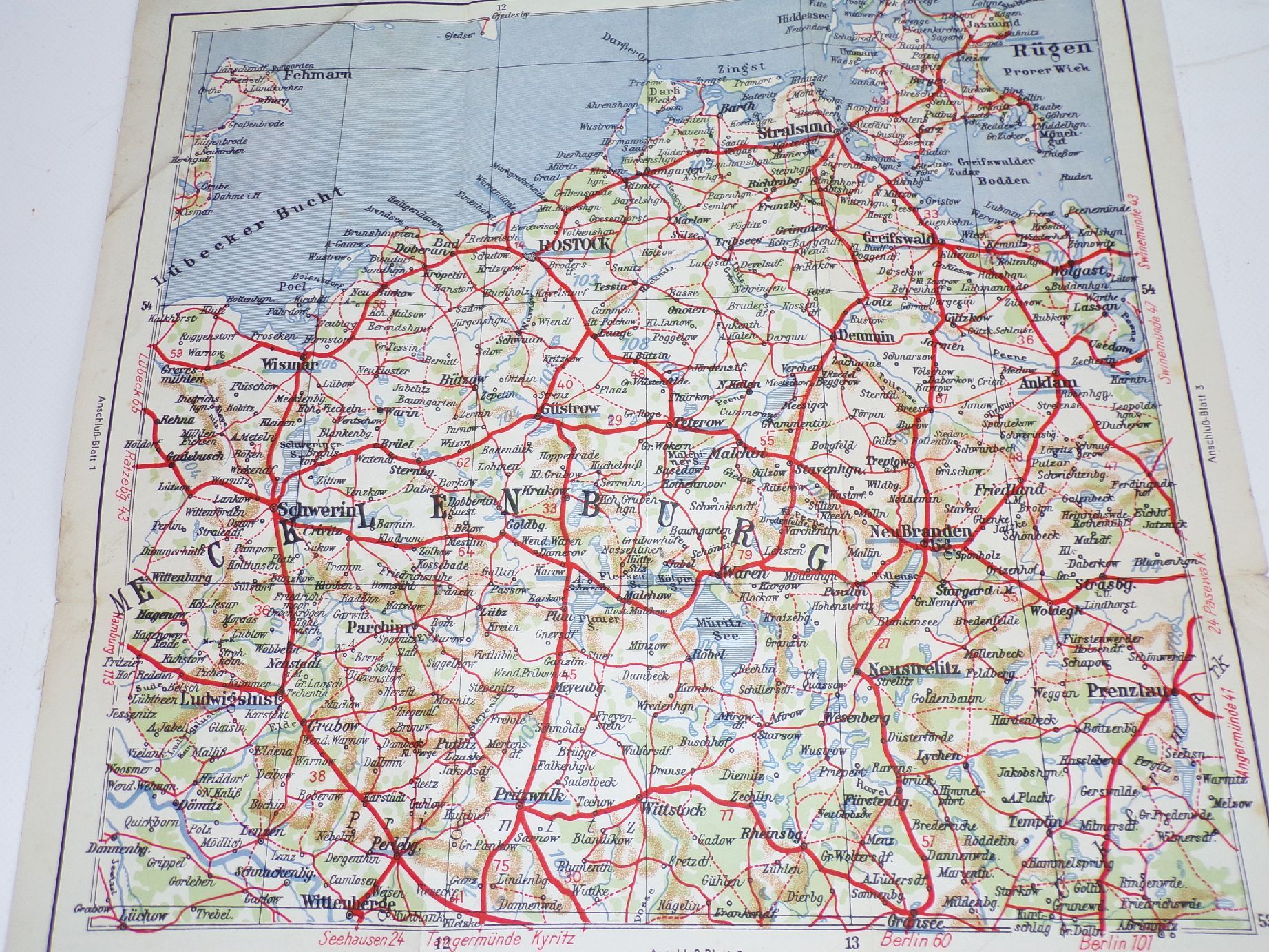 Shell Straßenkarte 2 Mecklenburg Vorpommern um 1930 Landkarte map Shell Straßenkarte 2 Mecklenburg Vorpommern um 1930 Landkarte map