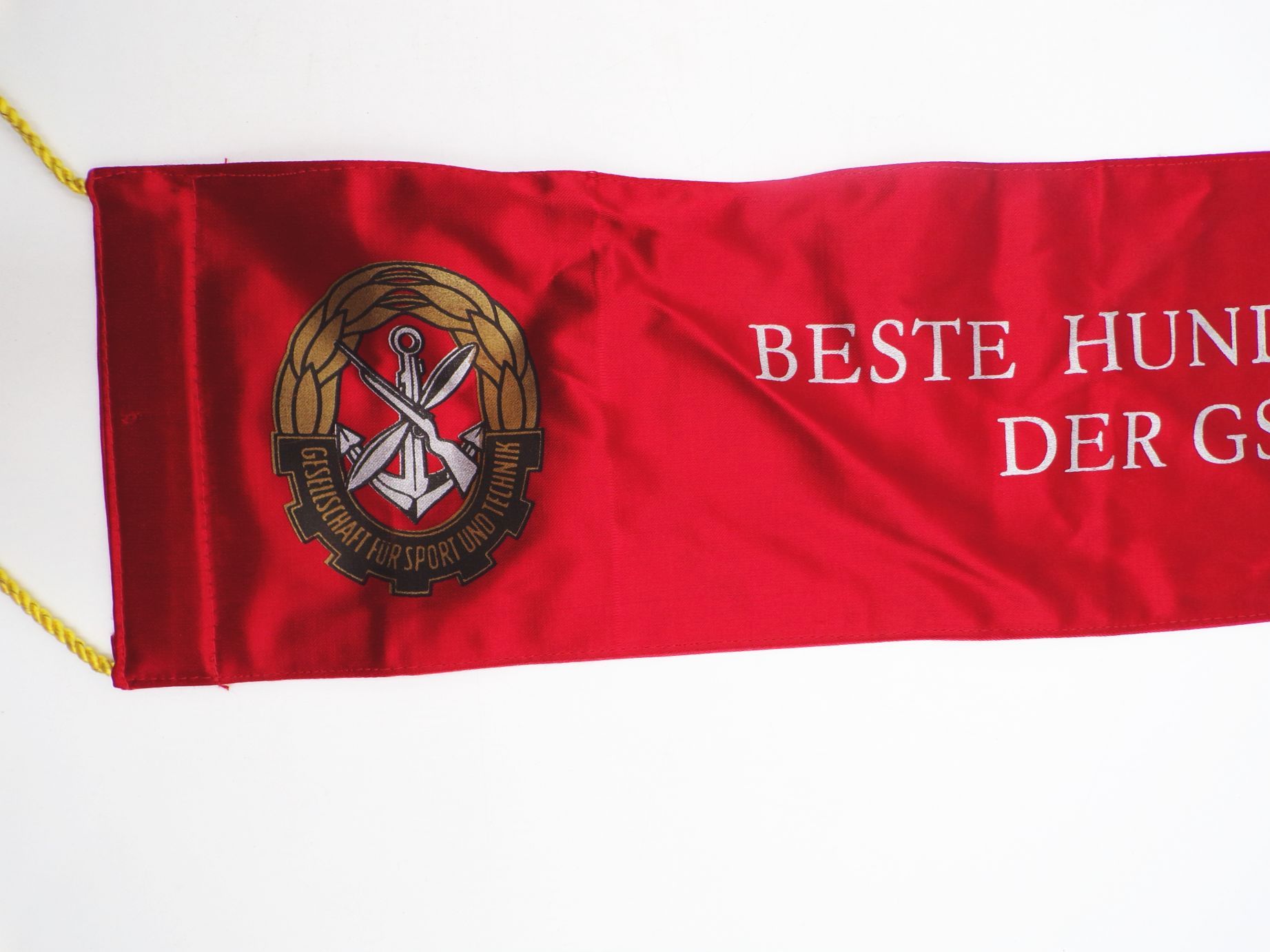 Alter Wimpel Seiden Banner Beste Hundertschaft der GST 1987 Alter Wimpel Seiden Banner Beste Hundertschaft der GST 1987