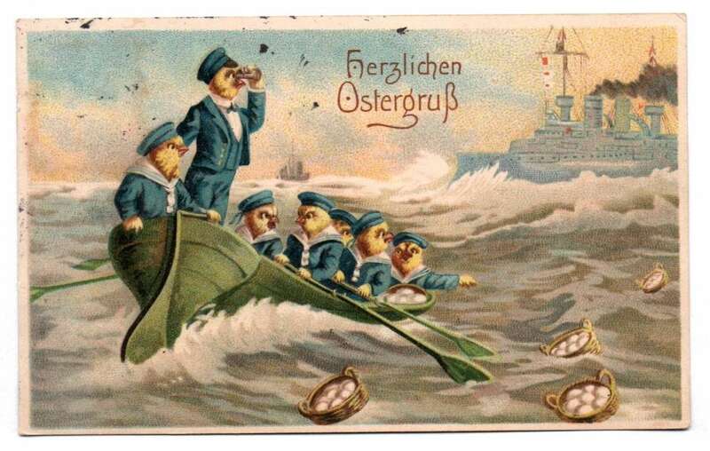 Ak vermenschlichte Küken als Matrosen Militär Marine 1915 Ostern