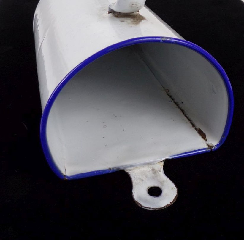 Alter Email Gefäß Weiss Blau Einlauf Behälter shabby Pflanzgefäß 