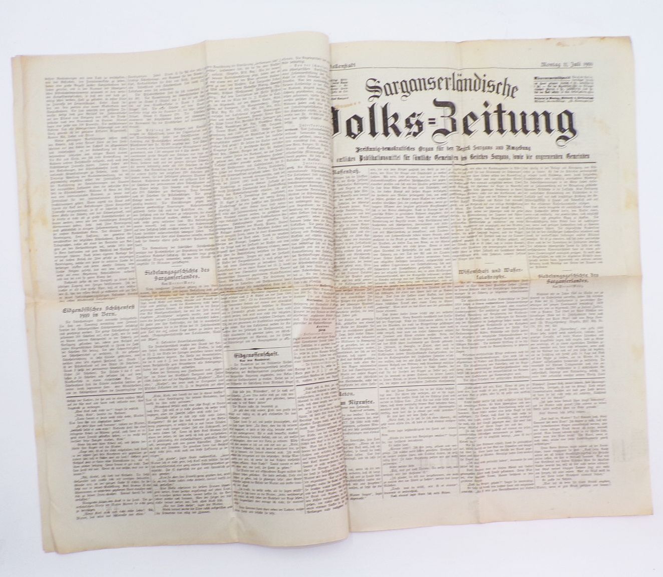 Sarganserländische Volkszeitung 1910 Sargan Schweiz Wallenstadt