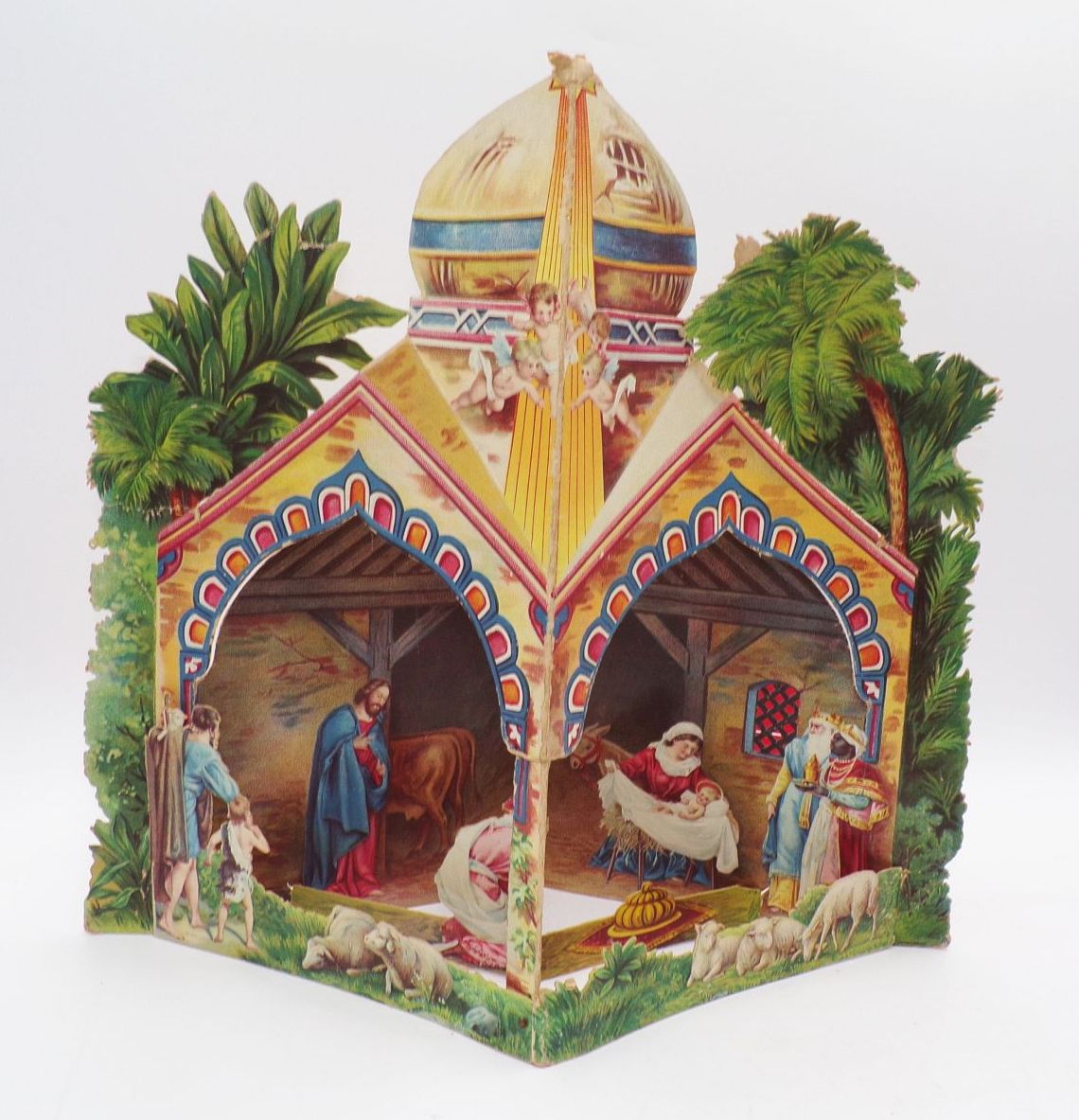 Alte Weihnachtskrippe Antik Aufstellkrippe aus Papier 3 D Weihnachtsschmuck Kopie Alte Weihnachtskrippe Antik Aufstellkrippe aus Papier 3 D Weihnachtsschmuck Kopie