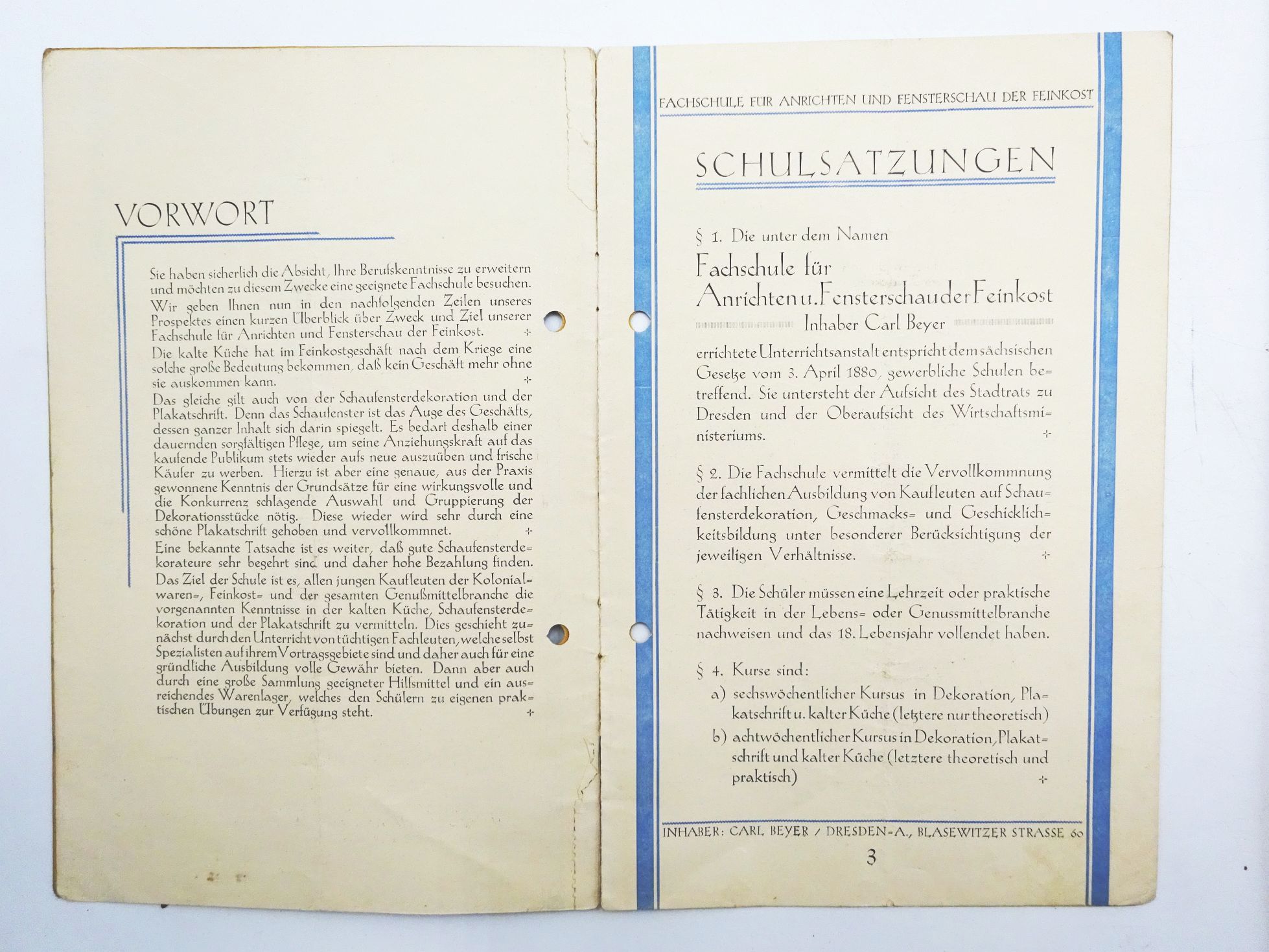 Broschüre Fachschule für Anrichten und Fensterschau der Feinkost Dresden 1927 Broschüre Fachschule für Anrichten und Fensterschau der Feinkost Dresden 1927
