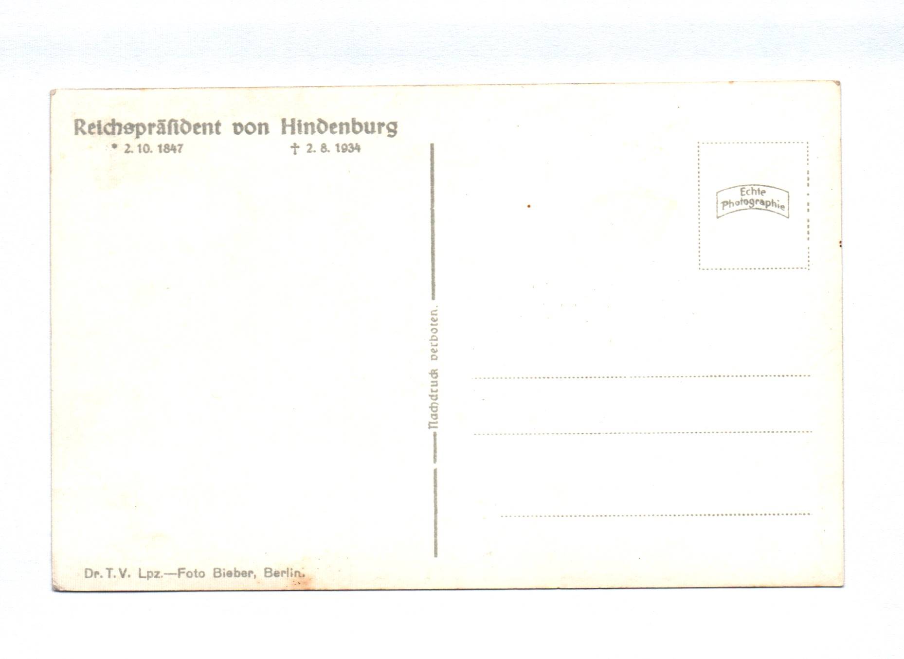 Foto Ak Reichspräsident Paul von Hindenburg Foto Ak Reichspräsident Paul von Hindenburg