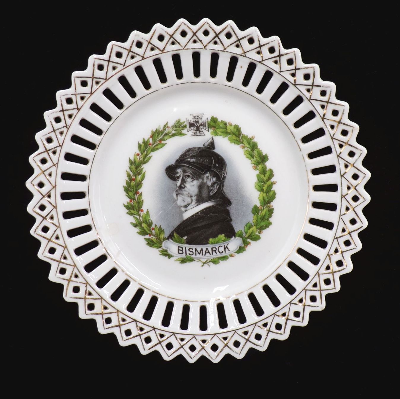 Alter Porzellanteller Bismarck Eisernes Kreuz Patriotisch 1 Wk