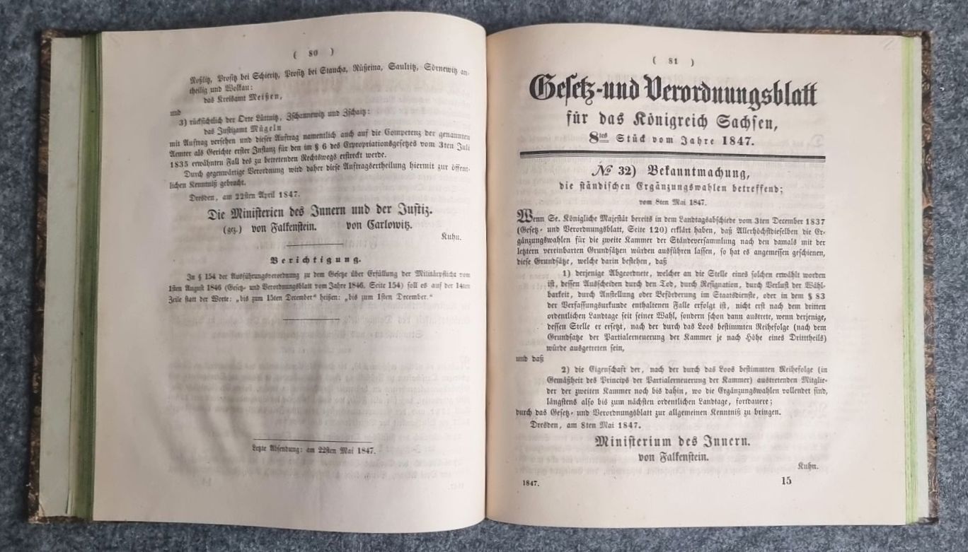 Gesetz und Verordnungsblatt Königreich Sachsen 1847 Dresden C C Meinhold und Söhne Gesetz und Verordnungsblatt Königreich Sachsen 1847 Dresden C C Meinhold und Söhne