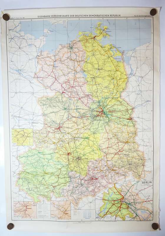 Eisenbahn Verkehrskarte der DDR 1967 Dienstgebrauch vintage Landkarte